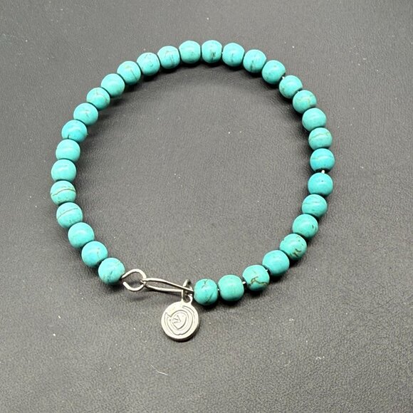 Love This Life Blue Beaded Bangle Bracelet Boho Minimalist Bohemian Silver Tone - Picture 1 of 5